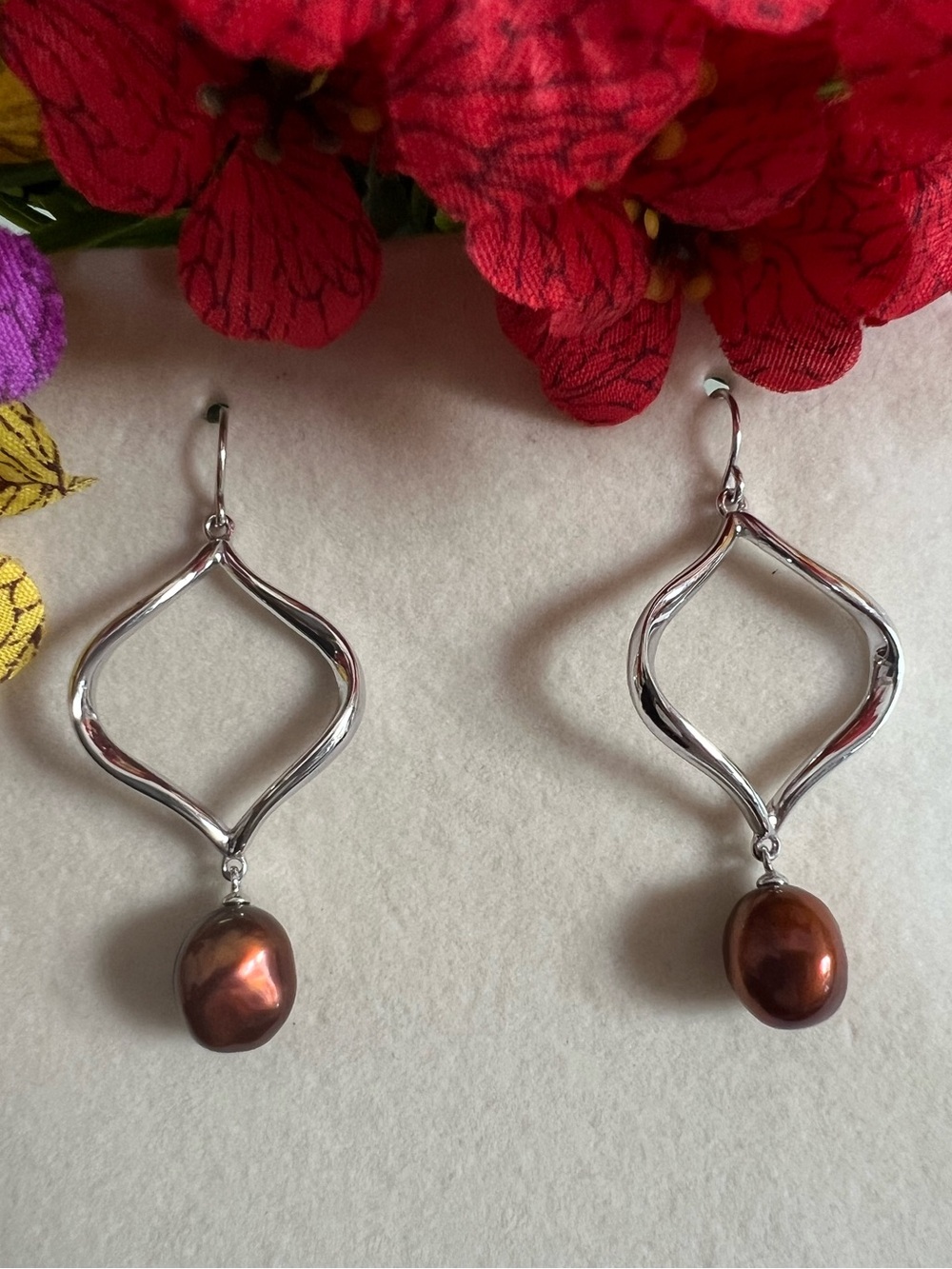 Honora Sterling Silver Brown Pearl Drop Earrings
